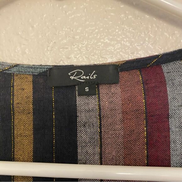 Rails Lola preppy minimalist striped v neck wrap dress linen coastal S - Picture 10 of 12